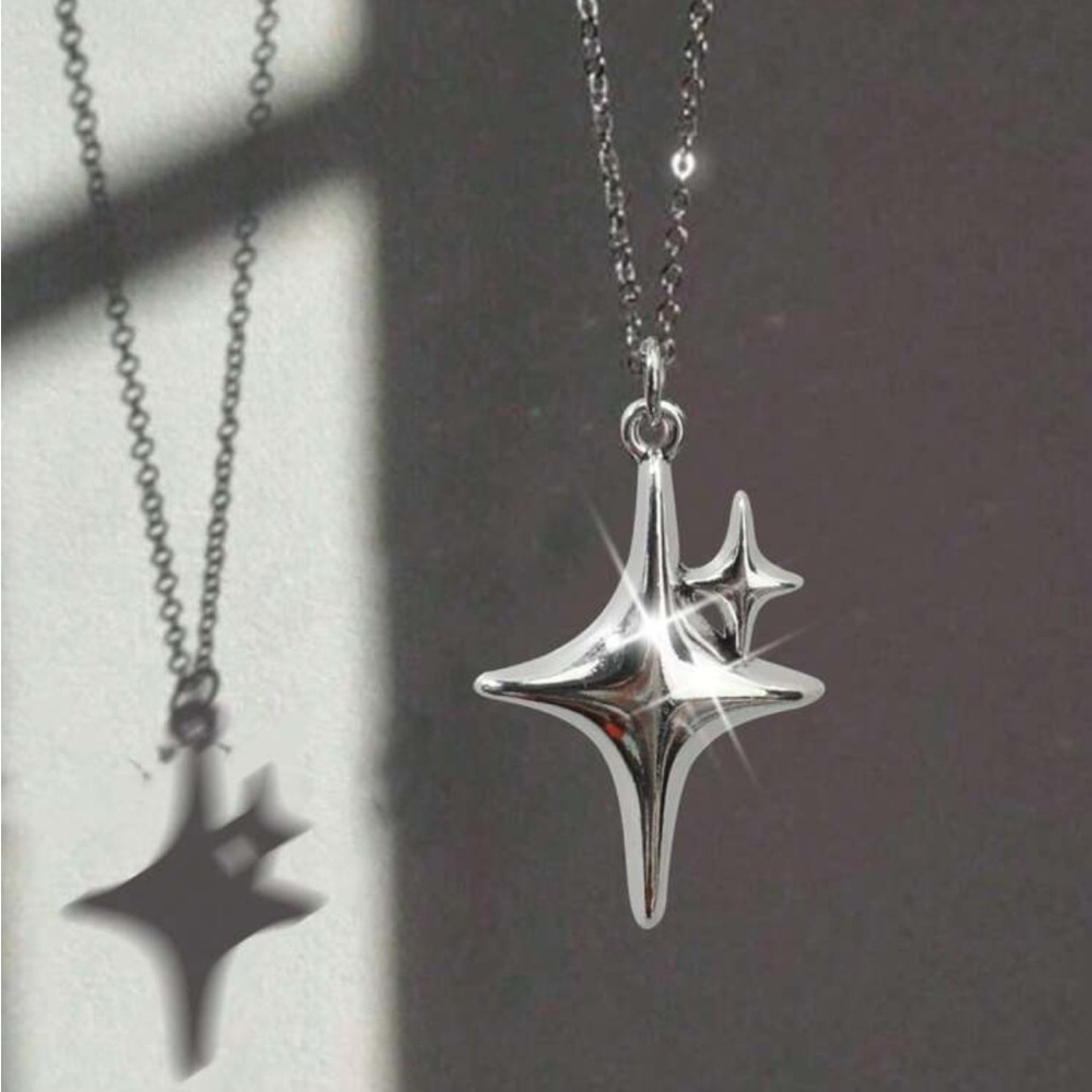 BRAND NEW🩶✨Gorgeous Vintage Silver Stars Pendant Necklace, Y2K Aesthetic Jewelry